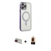 MARSİLYAN™- iPhone 13 Pro Max Kılıf Doruk Minimal - Şeffaf Maxco Cam Ekran Koruyucu + Rainbow Kamera Lens Koruma Cam - KI