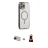 MARSİLYAN™- iPhone 13 Pro Max Kılıf Doruk Minimal - Şeffaf Maxco Cam Ekran Koruyucu + Rainbow Kamera Lens Koruma Cam - KI