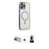 MARSİLYAN™- iPhone 13 Pro Max Kılıf Doruk Minimal - Şeffaf Maxco Cam Ekran Koruyucu + Rainbow Kamera Lens Koruma Cam - MI
