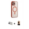 MARSİLYAN™- iPhone 13 Pro Max Kılıf Doruk Minimal - Şeffaf Maxco Cam Ekran Koruyucu + Rainbow Kamera Lens Koruma Cam - MR