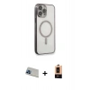MARSİLYAN™- iPhone 13 Pro Max Kılıf Doruk Minimal - Şeffaf Maxco Cam Ekran Koruyucu + Rainbow Kamera Lens Koruma Cam - MI