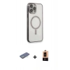 MARSİLYAN™- iPhone 13 Pro Max Kılıf Doruk Minimal - Şeffaf Maxco Cam Ekran Koruyucu + Renkli Kamera Lens Koruma Cam - YL