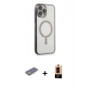 MARSİLYAN™- iPhone 13 Pro Max Kılıf Doruk Minimal - Şeffaf Maxco Cam Ekran Koruyucu + Renkli Kamera Lens Koruma Cam - SI