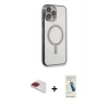 MARSİLYAN™- iPhone 13 Pro Max Kılıf Doruk Minimal - Şeffaf Pasifik Cam Ekran Koruyucu + Pers Alüminyum Kamera Lens - KI