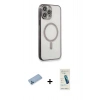 MARSİLYAN™- iPhone 13 Pro Max Kılıf Doruk Minimal - Şeffaf Pasifik Cam Ekran Koruyucu + Shine Kamera Lens Koruma Cam - MI