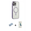 MARSİLYAN™- iPhone 13 Pro Max Kılıf Doruk Minimal - Şeffaf Pasifik Cam Ekran Koruyucu + Shine Kamera Lens Koruma Cam - MI