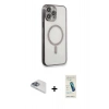 MARSİLYAN™- iPhone 13 Pro Max Kılıf Doruk Minimal - Şeffaf Pasifik Cam Ekran Koruyucu + Pers Alüminyum Kamera Lens - SABE