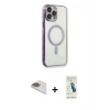 MARSİLYAN™- iPhone 13 Pro Max Kılıf Doruk Minimal - Şeffaf Pasifik Cam Ekran Koruyucu + Pers Alüminyum Kamera Lens - GD