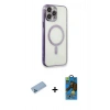 MARSİLYAN™- iPhone 13 Pro Max Kılıf Doruk Minimal - Siyah 18D Cam Ekran Koruyucu + Shine Kamera Lens Koruma Cam - MI