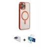 MARSİLYAN™- iPhone 13 Pro Max Kılıf Doruk Minimal - Siyah 3D Antistatik Cam Ekran Koruyucu + Pers Alüminyum Kamera Lens - LT