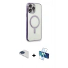 MARSİLYAN™- iPhone 13 Pro Max Kılıf Doruk Minimal - Siyah 3D Antistatik Cam Ekran Koruyucu + Pers Alüminyum Kamera Lens - LT