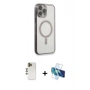 MARSİLYAN™- iPhone 13 Pro Max Kılıf Doruk Minimal - Siyah 3D Antistatik Cam Ekran Koruyucu + Shine Kamera Lens - GD