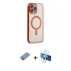 MARSİLYAN™- iPhone 13 Pro Max Kılıf Doruk Minimal - Siyah 3D Antistatik Cam Ekran Koruyucu + Shine Kamera Lens Koruma Cam - GI