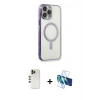 MARSİLYAN™- iPhone 13 Pro Max Kılıf Doruk Minimal - Siyah 3D Antistatik Cam Ekran Koruyucu + Shine Kamera Lens - GD