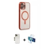 MARSİLYAN™- iPhone 13 Pro Max Kılıf Doruk Minimal - Siyah 3D Antistatik Cam Ekran Koruyucu + Shine Kamera Lens - GD