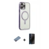 MARSİLYAN™- iPhone 13 Pro Max Kılıf Doruk Minimal - Siyah 3D Antistatik Hayalet Cam Ekran Koruyucu + Shine Kamera Lens Koruma Cam - PE