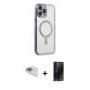 MARSİLYAN™- iPhone 13 Pro Max Kılıf Doruk Minimal - Siyah 3D Antistatik Hayalet Cam Ekran Koruyucu + Pers Alüminyum Kamera Lens - SABE