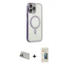 MARSİLYAN™- iPhone 13 Pro Max Kılıf Doruk Minimal - Siyah 6D Mat Seramik Hayalet Nano Ekran Koruyucu + Rainbow Kamera Lens Koruma Cam - BZ