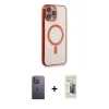 MARSİLYAN™- iPhone 13 Pro Max Kılıf Doruk Minimal - Siyah 6D Mat Seramik Hayalet Nano Ekran Koruyucu + Neon Fosforlu Kamera Lens - BZ