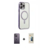 MARSİLYAN™- iPhone 13 Pro Max Kılıf Doruk Minimal - Siyah 6D Mat Seramik Hayalet Nano Ekran Koruyucu + Neon Fosforlu Kamera Lens - BZ