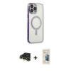 MARSİLYAN™- iPhone 13 Pro Max Kılıf Doruk Minimal - Siyah 6D Mat Seramik Hayalet Nano Ekran Koruyucu + Gold Raze Metal Kamera Lens