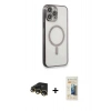 MARSİLYAN™- iPhone 13 Pro Max Kılıf Doruk Minimal - Siyah 6D Mat Seramik Hayalet Nano Ekran Koruyucu + Gold Raze Metal Kamera Lens