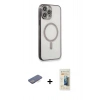 MARSİLYAN™- iPhone 13 Pro Max Kılıf Doruk Minimal - Siyah 6D Mat Seramik Hayalet Nano Ekran Koruyucu + Renkli Kamera Lens Koruma Cam - MI