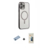 MARSİLYAN™- iPhone 13 Pro Max Kılıf Doruk Minimal - Siyah 6D Mat Seramik Hayalet Nano Ekran Koruyucu + Shine Kamera Lens Koruma Cam - MI