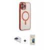 MARSİLYAN™- iPhone 13 Pro Max Kılıf Doruk Minimal - Siyah 6D Mat Seramik Hayalet Nano Ekran Koruyucu + Pers Alüminyum Kamera Lens - LT