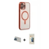 MARSİLYAN™- iPhone 13 Pro Max Kılıf Doruk Minimal - Siyah 6D Mat Seramik Hayalet Nano Ekran Koruyucu + Rainbow Kamera Lens Koruma Cam - MI