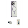 MARSİLYAN™- iPhone 13 Pro Max Kılıf Doruk Minimal - Siyah 6D Mat Seramik Hayalet Nano Ekran Koruyucu + Rainbow Kamera Lens Koruma Cam - MI