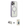 MARSİLYAN™- iPhone 13 Pro Max Kılıf Doruk Minimal - Siyah 6D Mat Seramik Hayalet Nano Ekran Koruyucu + Rainbow Kamera Lens Koruma Cam - MR