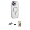 MARSİLYAN™- iPhone 13 Pro Max Kılıf Doruk Minimal - Siyah 6D Mat Seramik Hayalet Nano Ekran Koruyucu + Renkli Kamera Lens Koruma Cam - SI
