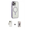 MARSİLYAN™- iPhone 13 Pro Max Kılıf Doruk Minimal - Siyah Bilvis 3D Cam Ekran Koruyucu + Shine Kamera Lens - GD