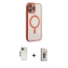 MARSİLYAN™- iPhone 13 Pro Max Kılıf Doruk Minimal - Siyah Bilvis 3D Cam Ekran Koruyucu + Shine Kamera Lens - GD