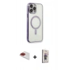 MARSİLYAN™- iPhone 13 Pro Max Kılıf Doruk Minimal - Siyah Bilvis 3D Cam Ekran Koruyucu + Pers Alüminyum Kamera Lens - KI