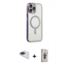 MARSİLYAN™- iPhone 13 Pro Max Kılıf Doruk Minimal - Siyah Bilvis 3D Cam Ekran Koruyucu + Pers Alüminyum Kamera Lens - LT