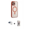 MARSİLYAN™- iPhone 13 Pro Max Kılıf Doruk Minimal - Siyah Bilvis 3D Cam Ekran Koruyucu + Pers Alüminyum Kamera Lens - LT
