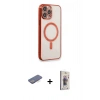 MARSİLYAN™- iPhone 13 Pro Max Kılıf Doruk Minimal - Siyah Bilvis 3D Cam Ekran Koruyucu + Renkli Kamera Lens Koruma Cam - MI