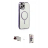 MARSİLYAN™- iPhone 13 Pro Max Kılıf Doruk Minimal - Siyah Bilvis 3D Cam Ekran Koruyucu + Rainbow Kamera Lens Koruma Cam - KI