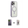 MARSİLYAN™- iPhone 13 Pro Max Kılıf Doruk Minimal - Siyah Bilvis 3D Cam Ekran Koruyucu + Neon Fosforlu Kamera Lens - YL