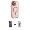 MARSİLYAN™- iPhone 13 Pro Max Kılıf Doruk Minimal - Siyah Bilvis 3D Cam Ekran Koruyucu + Neon Fosforlu Kamera Lens - YL