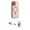MARSİLYAN™- iPhone 13 Pro Max Kılıf Doruk Minimal - Siyah Bilvis 3D Mat Cam Ekran Koruyucu + Pers Alüminyum Kamera Lens - GI
