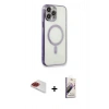 MARSİLYAN™- iPhone 13 Pro Max Kılıf Doruk Minimal - Siyah Bilvis 3D Mat Cam Ekran Koruyucu + Pers Alüminyum Kamera Lens - KI