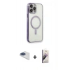 MARSİLYAN™- iPhone 13 Pro Max Kılıf Doruk Minimal - Siyah Bilvis 3D Mat Cam Ekran Koruyucu + Pers Alüminyum Kamera Lens - LT