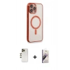 MARSİLYAN™- iPhone 13 Pro Max Kılıf Doruk Minimal - Siyah Bilvis 3D Mat Cam Ekran Koruyucu + Shine Kamera Lens - GD
