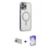 MARSİLYAN™- iPhone 13 Pro Max Kılıf Doruk Minimal - Siyah Bilvis 5in1 3D Magic Cam Ekran Koruyucu + Rainbow Kamera Lens Koruma Cam - BZ