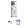 MARSİLYAN™- iPhone 13 Pro Max Kılıf Doruk Minimal - Siyah Bilvis 5in1 3D Magic Cam Ekran Koruyucu + Gold Pers Alüminyum Kamera Lens