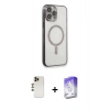 MARSİLYAN™- iPhone 13 Pro Max Kılıf Doruk Minimal - Siyah Bilvis 5in1 3D Magic Cam Ekran Koruyucu + Shine Kamera Lens - GD