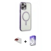 MARSİLYAN™- iPhone 13 Pro Max Kılıf Doruk Minimal - Siyah Bilvis 5in1 3D Magic Cam Ekran Koruyucu + Pers Alüminyum Kamera Lens - KI